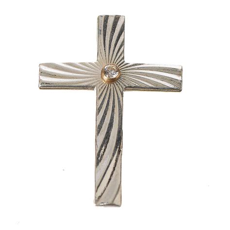 Clergy Cross Lapel Pin In 925 Silver With Zircon Online