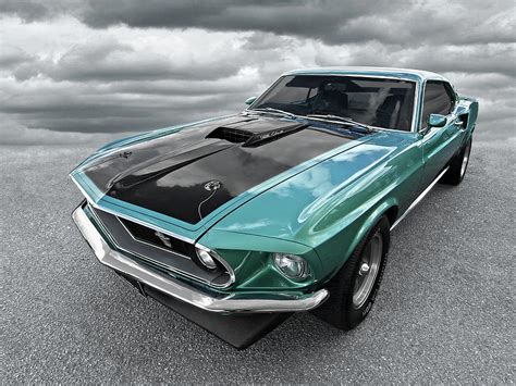 1969 Green 428 Mach 1 Cobra Jet Ford Mustang Photograph By Gill