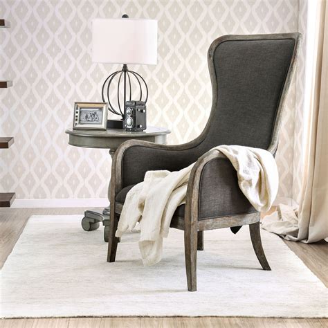 Furniture Of America Lysa Grey Wingback Accent Chair