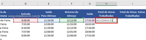 Como Calcular Horas Trabalhadas No Excel Ninja Do Excel