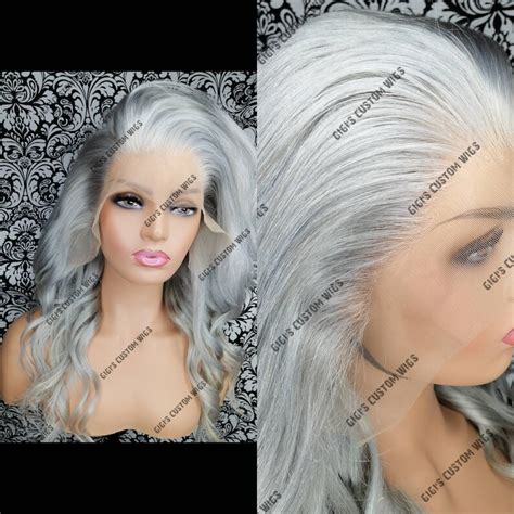 silver grey custom body wave handmade 13x4 lace frontal wig etsy