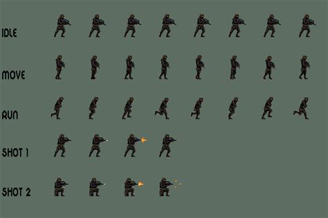 Free Soldier Sprite Sheets Pixel Art Download