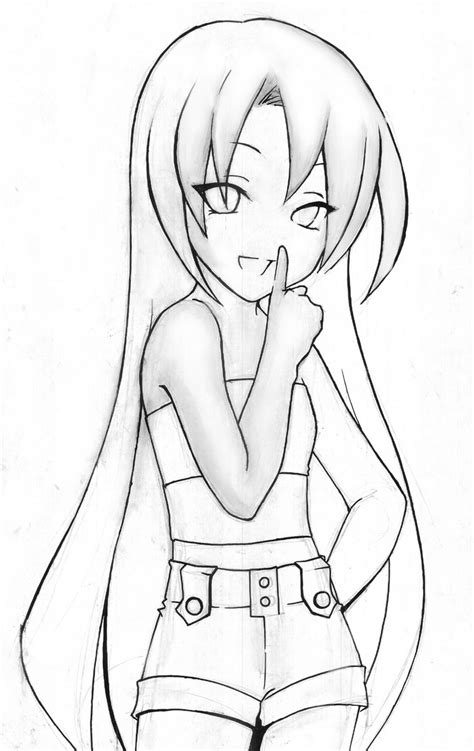 Sketch Of Cartoon Girl At Explore Collection Of
