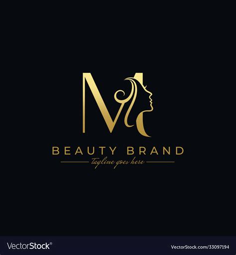 Letter M Beauty Face Hair Salon Logo Design Vector Image