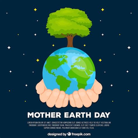 Free Vector Mother Earth Day Background With World In Flat Style
