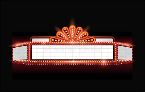 Brightly Vector Theater Glowing Retro Cinema Neon Sign Stock Vector