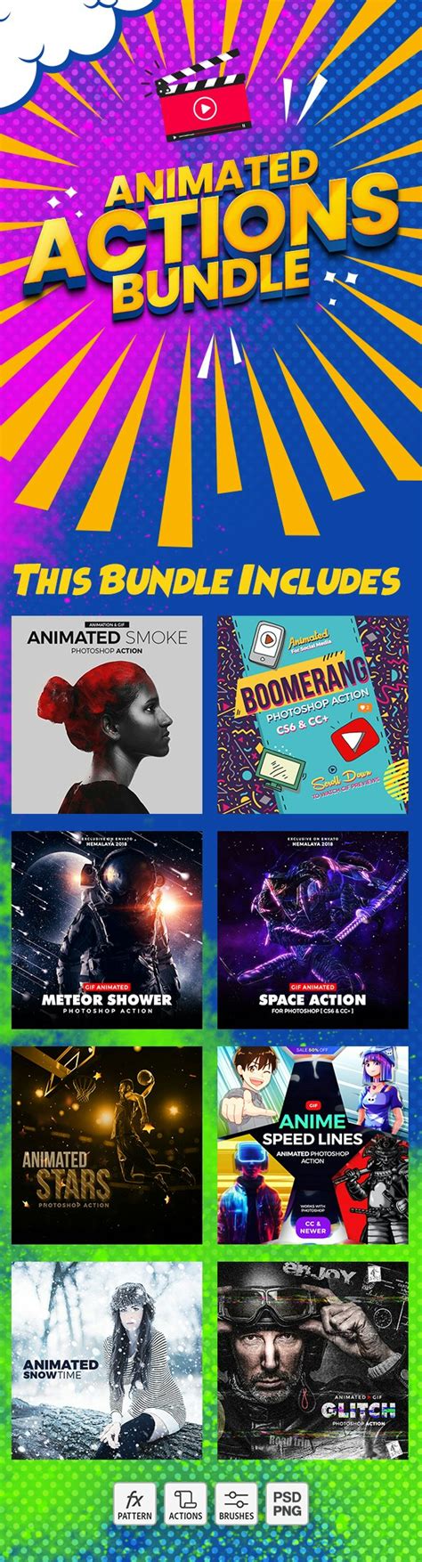 8 Animated Photoshop Actions Bundle Add Ons Graphicriver