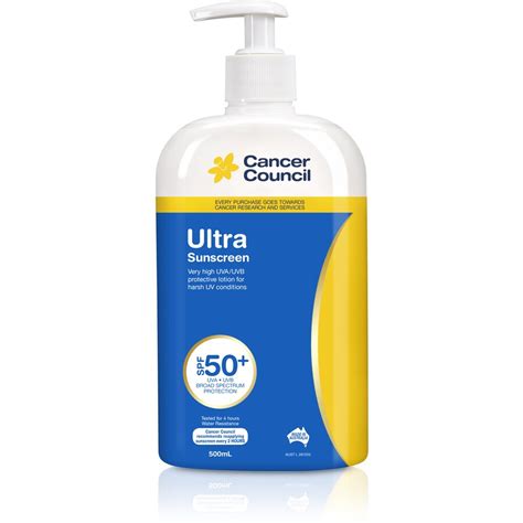 Cancer Council Ultra Spf50 Sunscreen 500ml Big W