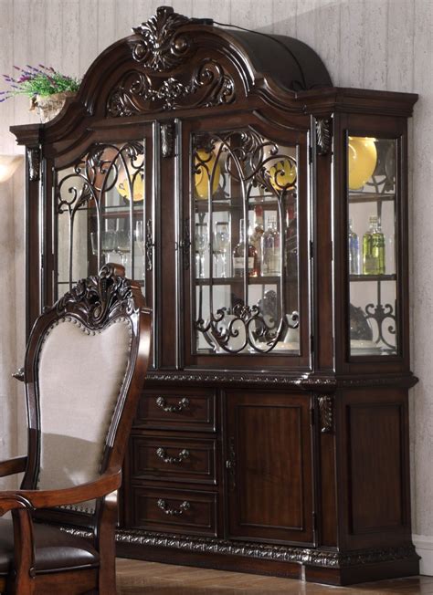 Brentwood Traditional China Cabinet Wwood Applique Glass Doors