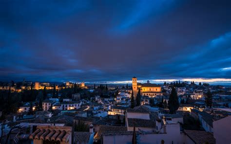 Spain Granada Province Architecture Lighting Lights Night Blue Sky