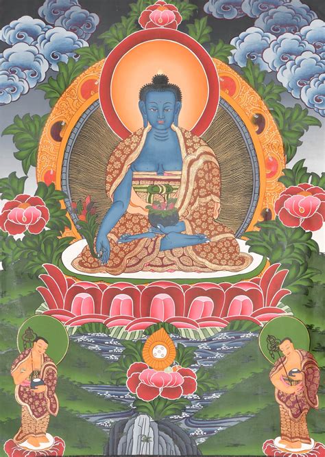 Medicine Buddha Tibetan Buddhist Deity Exotic India Art