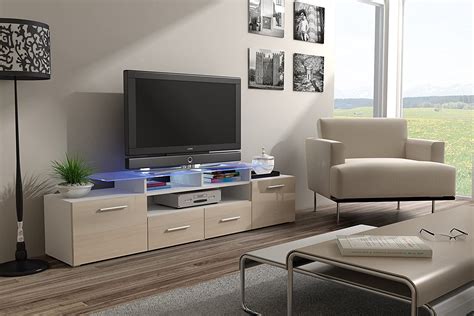 Modern High Gloss Evora White Tv Stand Display Cabinet Wall