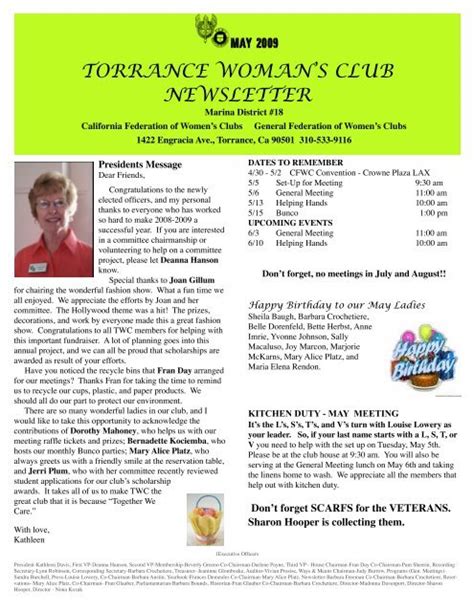 Torrance Womans Club Newsletter