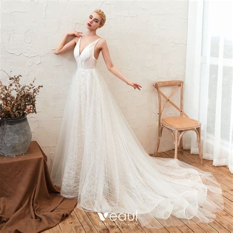 Affordable Ivory Outdoor Garden Summer Wedding Dresses 2019 A Line