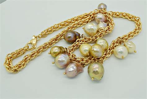 Honora Ming Baroque Pearl Necklace On Bronze Chain Gifts For Her Baroque Pearl Necklace Baroque