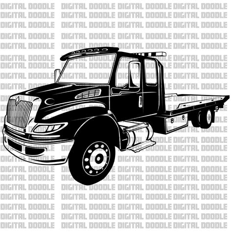International Tow Truck Svg Rollback Svg Wrecker Vector Clip Art Uso