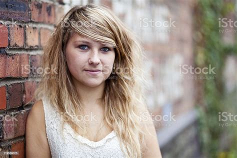 Happy Teenager Stock Photo Download Image Now Brick Wall Built