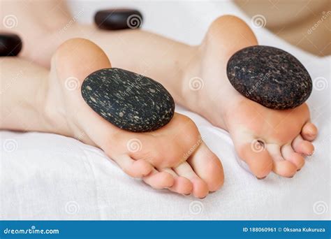Hot Stones Lying On Female Feet Stock Image Image Of Pedicure People 188060961
