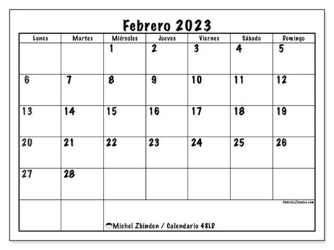 Calendario Febrero 2023 Escuela Ld Michel Zbinden Mx