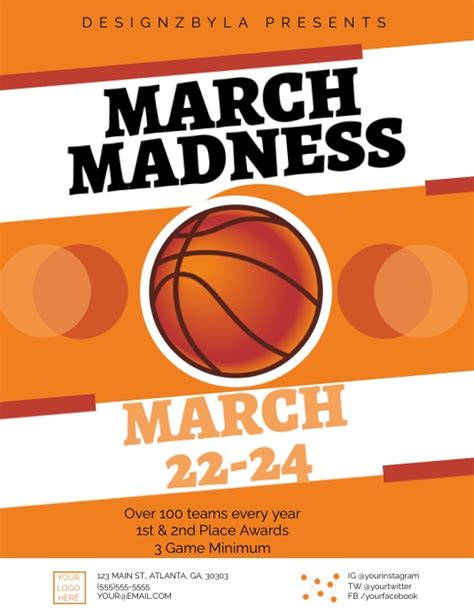 March Madness Basketball Poster Template Postermywall