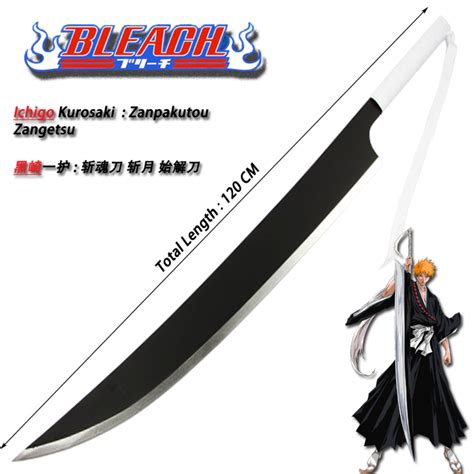 Bleach Ichigo Kurosaki Zanpakuto Zangetsu Cosplay Wooden Sword