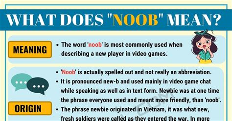 Noob Meaning What Does Noob Mean Useful Text Conversations 7esl