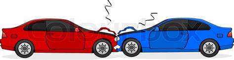 Car accident cartoons collection with illustrations of car accidents, helmets, motorcycles, two cars bumped, drivers, car accident icons and other graphics related to auto accidents. Cartoon illustration showing two cars after a head-on ...