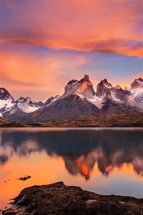 Wallpaper Chile, Patagonia, Andes mountains, lake, sunset 1920x1200 HD