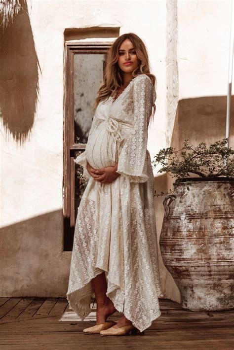 Boho Baby Shower Crochet Dress Bohemian Lace Maternity Pregnancy