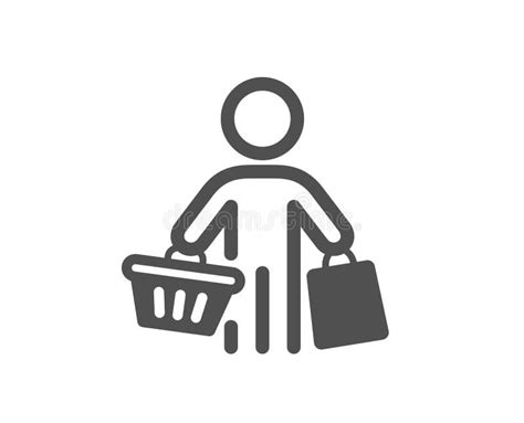 Buyer With Shopping Cart Icon Customer With Bags Sign Vector Stock