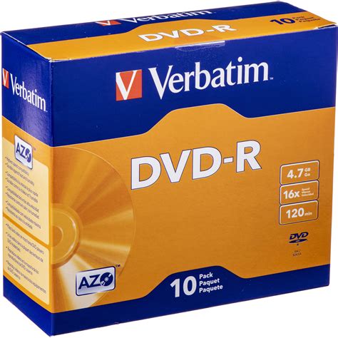 Verbatim Dvd R 4 7gb 16x Azo Surface With Slim Case 95099 Bandh