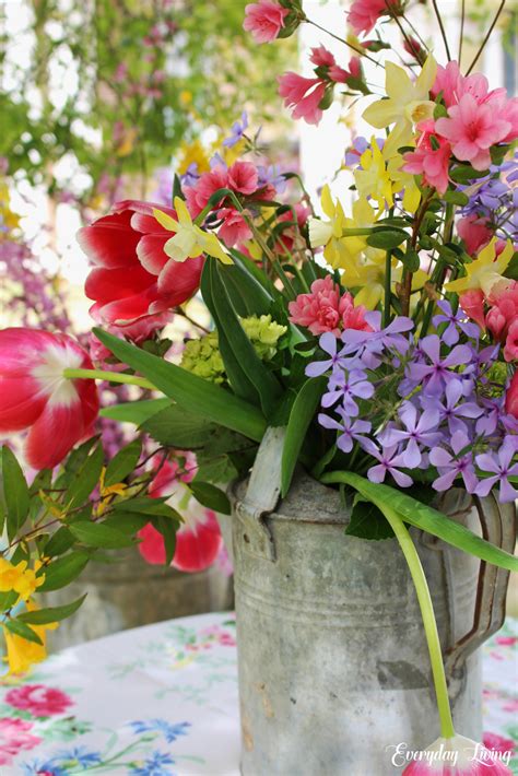 Spring Flowers Vintage Watering Can Monday Morning Blooms