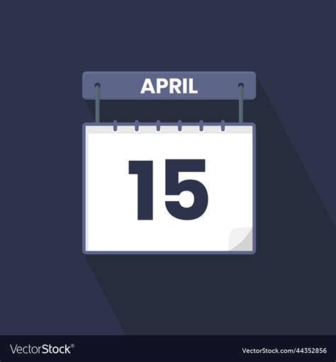 15th April Calendar Icon April 15 Calendar Date Vector Image
