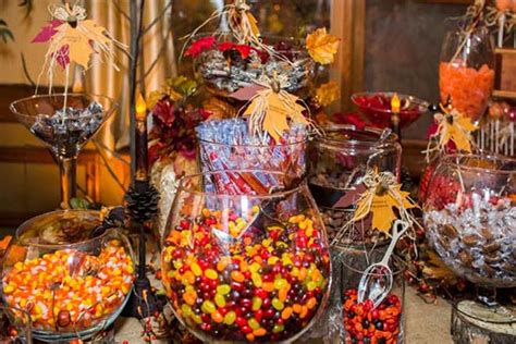 how to set up a fall wedding candy buffet table