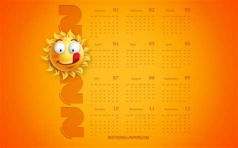 Download Wallpapers 2022 Calendar 4k Yellow Summer Background 2022