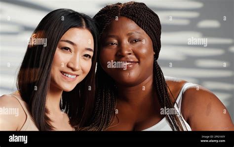 Women Doing Skincare Bodycare Campaign On Camera Interracial Models Posing With Self Love