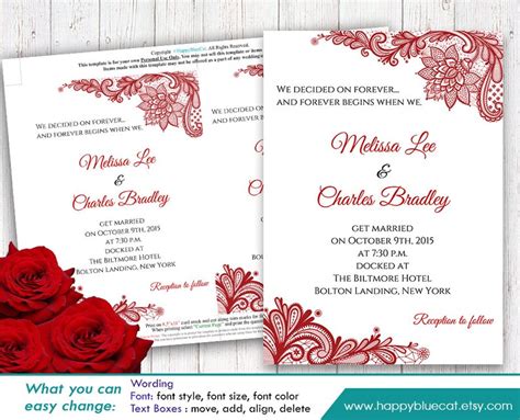 Diy Printable Wedding Invitation Template Instant Download Etsy
