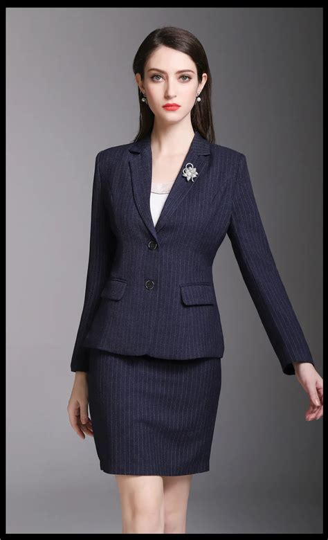 Pretty Navy Stripe Girlfriend Suits Women S Skirt Suits Girl Work Suits