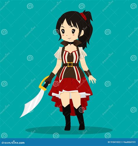 Lady Pirate Costume Vector Illustrator Stock Vector Illustration Of Captain Character 91041022