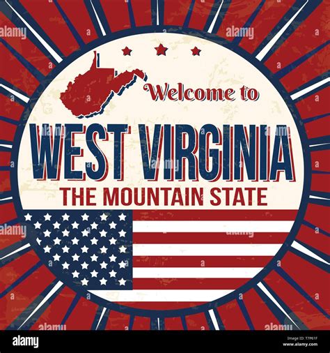 Bienvenido a West Virginia vintage grunge cartel ilustración vectorial Imagen Vector de stock