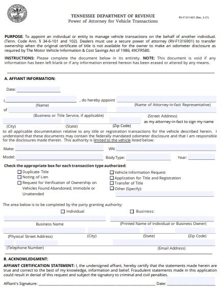 Free Printable Vehicle Power Of Attorney Form Templates Word Pdf