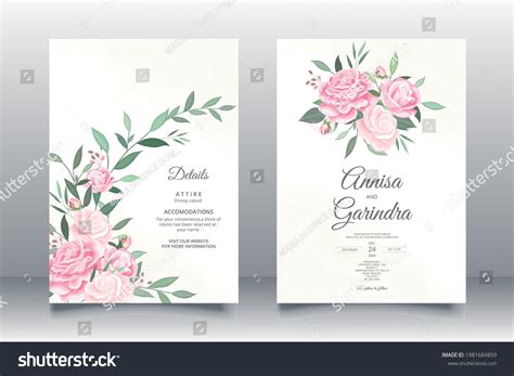 Beautiful Floral Frame Wedding Invitation Card Stock Vector Royalty