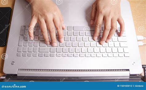 Typing On Notebook Stock Photo Image Of Modern Finger 150183012