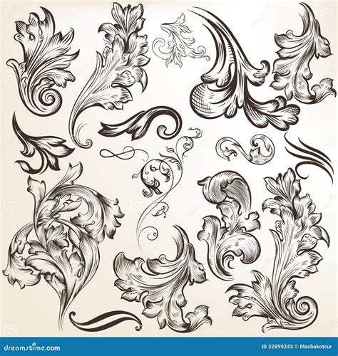 Set Of Vector Vintage Swirls For Design Stock Vector Illustration Of