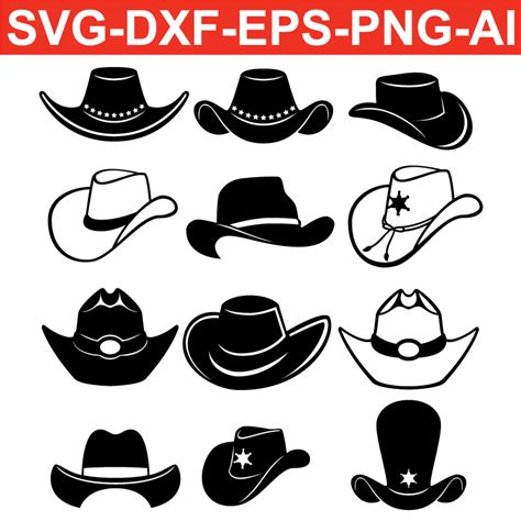 Cowboy Hat SVG PNG EPS DXF AI Silhouette - Arts Vector