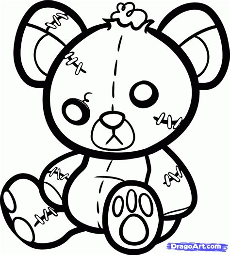 How To Draw A Stitched Teddy Bear Teddy Bear Drawing Teddy Bear