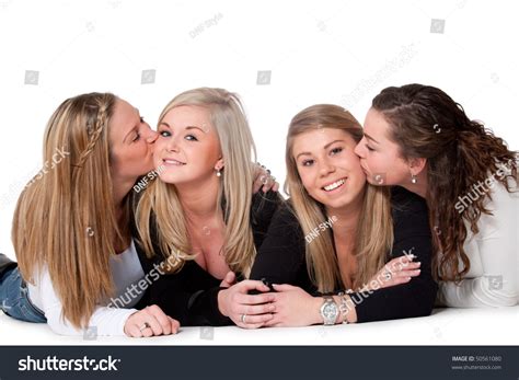 Group Of Young Girlfriends Having A Happy Time Together Stock Photo