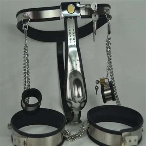 Sex Tools Shop Pcs Set Stainless Steel Male Chastity Belt Thighs Ring Handcuffs Fetish