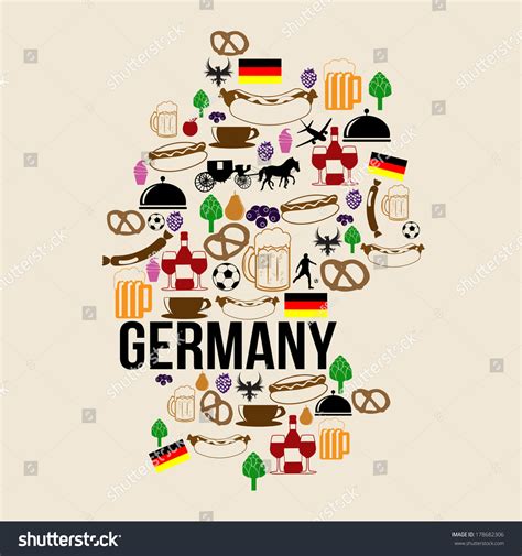 Germany Landmark Map Silhouette Icon On Stock Vector 178682306