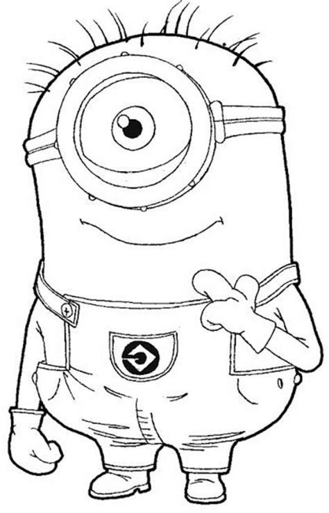 Little, yellow, one or two eyes and cylindrical creatures. Free printable Kevin Minion coloring pages